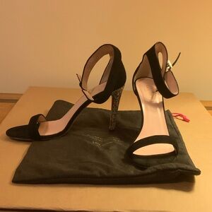 Kate Spade Black and Gold Glitter Heels